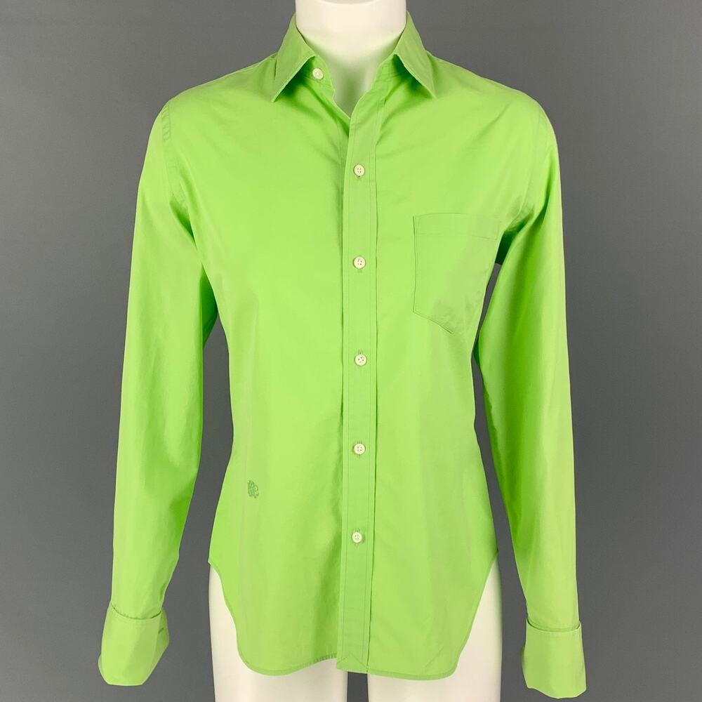 RALPH LAUREN Collection Size 8 Chartreuse Cotton French Cuff Shirt
